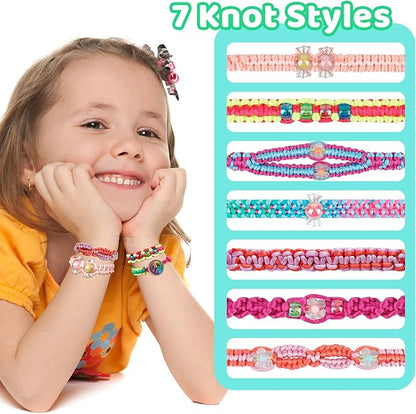 PREPOP Arts and Crafts Toys - Friendship Bracelet Making Kit for Girls, DIY Birthday Gifts for Kids Ages 7 8 9 10 11 12 Year Old, Travel Activity and Party Supply for Bracelets String Maker