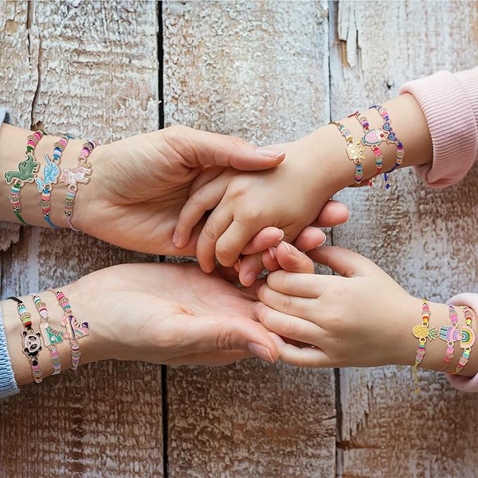 Lorfancy 12 Pcs Kids Girls Bracelets Jewelry Women Unicorn Animal Friendship Bracelet Pendant Teen Toddler Baby Cute Adjustable Multicolor Woven Pretend Play Bracelet