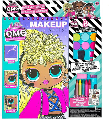 Horizon Group USA LOL OMG Make-Up Artist Magazine DIY Craft Kit, Design with Crayons, Stickers & More.Create Fashionable Looks Using Over 130 Stencil Designs & 200 Stickers