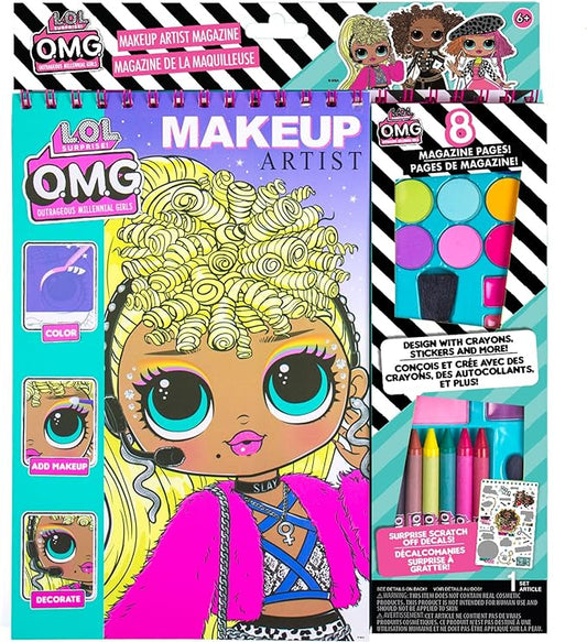 Horizon Group USA LOL OMG Make-Up Artist Magazine DIY Craft Kit, Design with Crayons, Stickers & More.Create Fashionable Looks Using Over 130 Stencil Designs & 200 Stickers