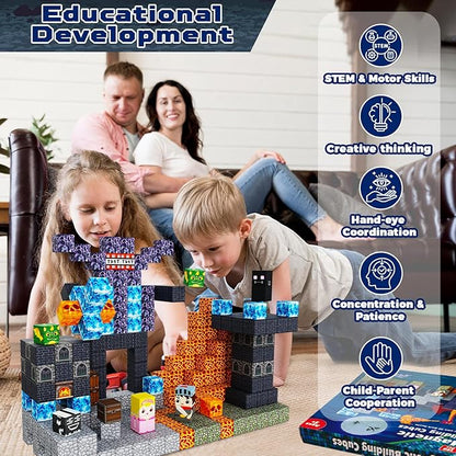 Annexfun Magnetic Blocks - 100PCS Build Magnetic Dark Mechanical Guardian Castle - Magnetics Toys for Montessori Toddler Christmas Birthday Gifts - STEM Sensory Toys for 3 4 5 6 7 8 9 10 Year Old Boys