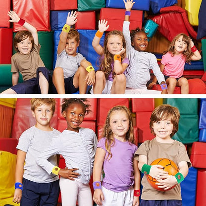 36 Pieces Sports Wristbands for Kids Colorful Baseball Wrist Sweatbands Acrylic Yarn Wrist Bands Sweat Bands for School Students Sports Basketball Birthday Party Favors Supplies, 6 Colors