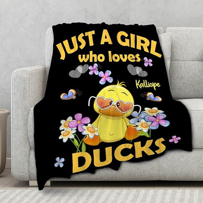 Custom Name Just a Girl loves Duck Adult duck Blanket Kids Funny Blanket Suitable for Bedroom bed sofa Crib Couch Chair outdoor All Season Items That Yellow Duck Lovers Will Love 40"x30"for Pets