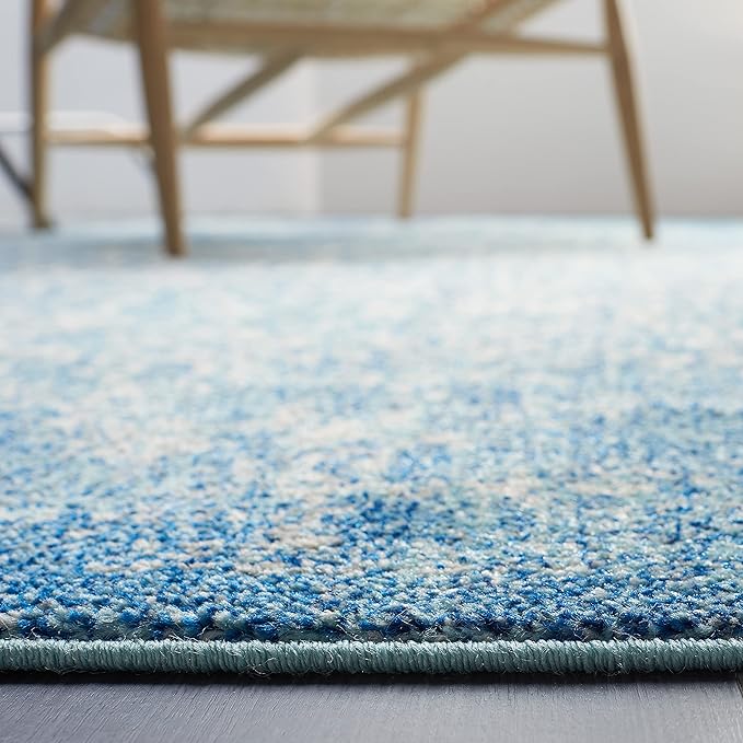 SAFAVIEH Evoke Collection 2'2" x 11' Blue/Ivory EVK256C Oriental Distressed Non-Shedding Living Room Bedroom Runner Rug