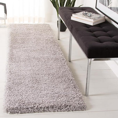 SAFAVIEH Royal Shag Collection Runner Rug - 2'2" x 8', Grey, Non-Shedding & Easy Care, 2-inch Thick Ideal for High Traffic Areas in Living Room, Bedroom (RYG115F)
