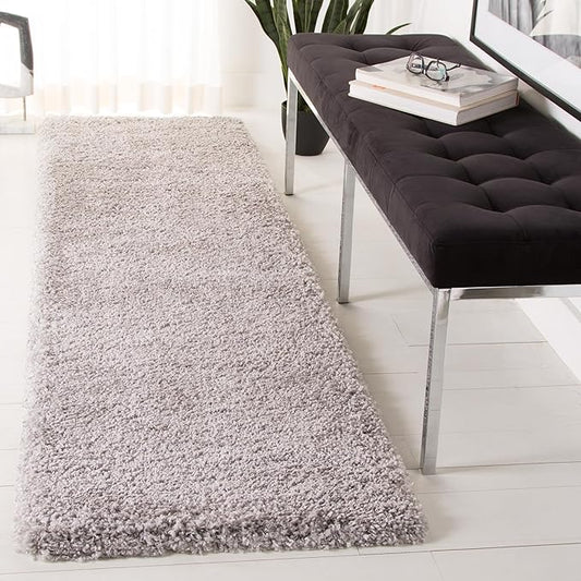 SAFAVIEH Royal Shag Collection Runner Rug - 2'2" x 8', Grey, Non-Shedding & Easy Care, 2-inch Thick Ideal for High Traffic Areas in Living Room, Bedroom (RYG115F)