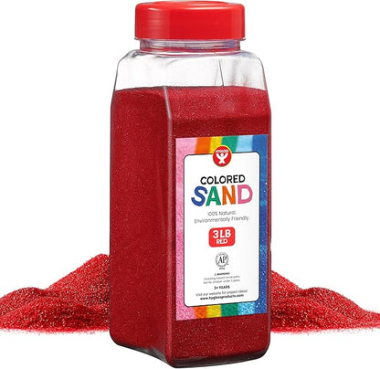 Hygloss Products - HYG-29303 Colored Play Sand - Assorted Colorful Craft Art Bucket O' Sand, 3 lb, Red