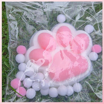 Large Cat Paw Taba Squishy Squeeze Toys 5-inch Furry Pink Cute Fufu Squishy Sensory Stress Relief Fidget Toys for Party Favors Sensory Anxiety Toys for Adults (Plush Pink)