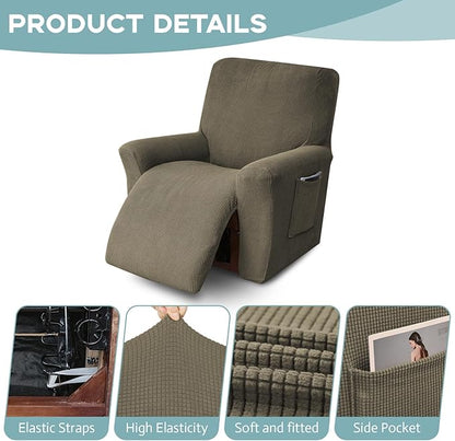 Recliner Chair Cover Lazy Boy Recliner Covers Recliner Covers for Recliner Chair 1 Piece Furniture Protector Prevent wear and pet Hair（Recliner,Khaki）