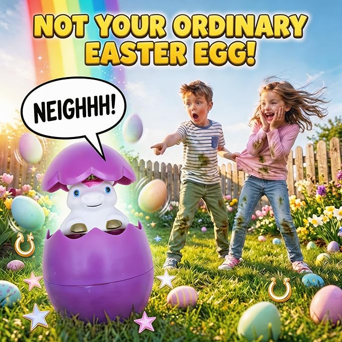 Egg Pops Talking Easter Egg Toy - Figure Pops Up & Plays Sounds, Easter Basket Stuffers for Teens - Interactive Kids Toys or Funny Gag Gifts for Teens, Cute Collectible Spring Character (Unicorn)