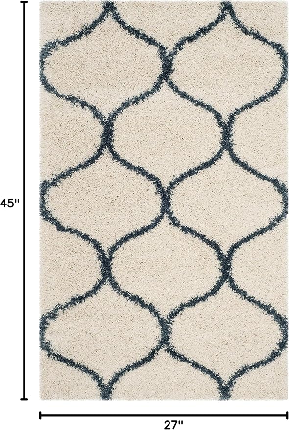 SAFAVIEH Hudson Shag Collection Accent Rug - 2'3" x 3'9", Ivory & Slate Blue, Non-Shedding & Easy Care, 2-inch Thick Ideal for High Traffic Areas in Entryway, Living Room, Bedroom (SGH280T)