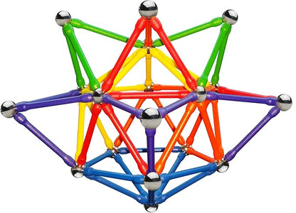 Magz Super 300 Magnetic Building Set consisting of 176 magnetized rods (2.3" Long) and 124 Nickel Plated Steel Balls (0.5" in Diameter) in a Wooden Box, Offered
