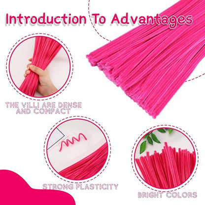 100Pcs Pipe Cleaners, Pipe Cleaners Craft, Chenille Stems Creative Craft Pipe Cleaners for Festivals Flower Making, Crafting Pipe Cleaners Supplies for Home DIY Decorations/Rose