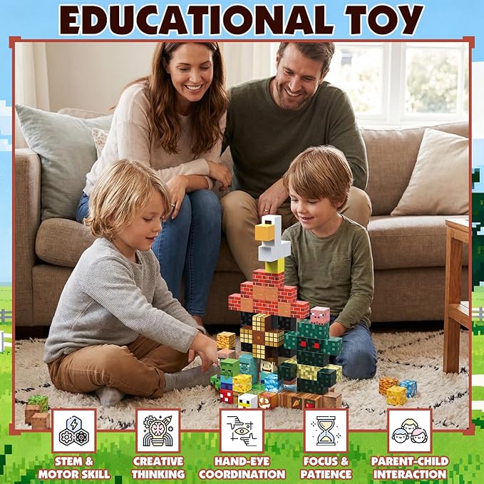 AIDYVOI Magnetic Blocks - 100 PCS Magnetic Building Blocks, 0.8 inch Magnet Cubes Stacking Construction Toys for Kids Age 3+, STEM Building Set Birthday Gifts for Boys Girls