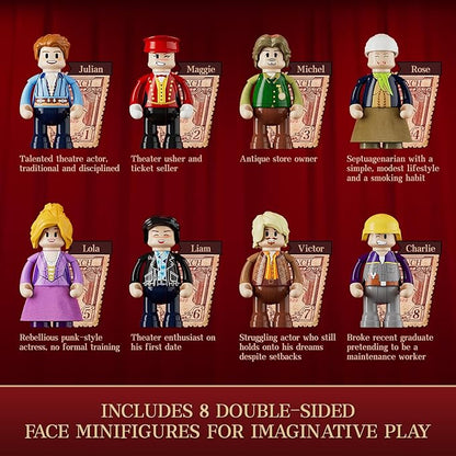 FUNWHOLE Balcony-Theatre Lighting Building-Bricks Set - City Town Creator House LED Light Multi-Form Modular Collectible Display Kit 2445 Pcs for Adults and Movie Lovers