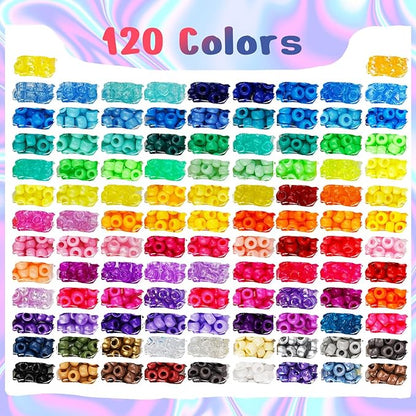 Dowsabel 6 Boxes 120 Colors Pony Beads Bracelet Making Kit, Beads for Jeweley Making with Letter Beads Kandi Beads, DIY Arts and Crafts Birthday Gifts Toys for Kids Age 6-13