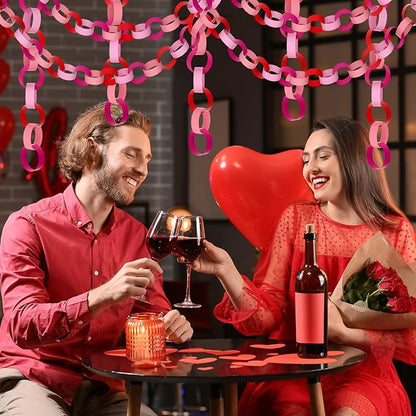 CHRORINE 600 Pcs Valentine's Day Paper Chains Red and Pink Color Paper Strips for Wedding Party Decorations DIY Crafts Supplies (Pink Red, 1 x 7.08 inches)