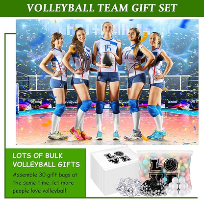 220 Pcs Volleyball Party Favors Volleyball Gifts Include Volleyball Goodie Gifts Bags Bracelets Hair Ties Stress Balls Stickers Sports Birthday Party Supplies for Team Players