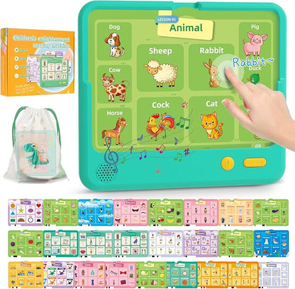 500 Words Talking Flash Cards Sound Book for Toddlers 1-3, Montessori Learning Toys for Kids 3 4 5 6 Year Old, Speech Therapy Sensory Toys for Autism Children, Christmas Birthday Gifts for Boys Girls