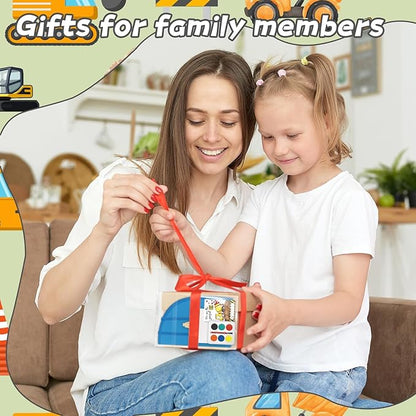 Gosodeny 24 Sets Valentines Watercolor Paint Set Painting Cards Painting Canvas Panel with Wooden Easel Watercolor Paint Painting Brush Kit Valentines Day Cards Packaging Bag Set Gifts