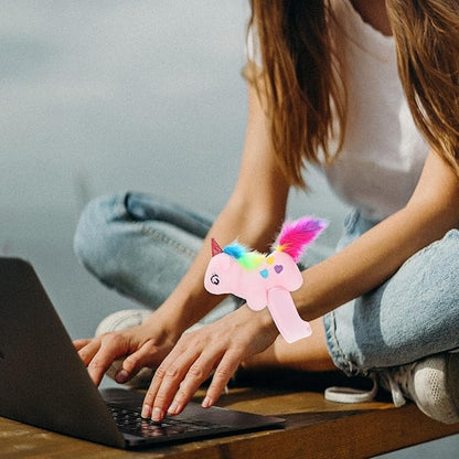 ibasenice Animal Slap Bracelet Party Pack - 6 Colorful Plush Unicorn Slap Wrist Bands for Kids, Perfect for Birthdays, Favors, and Holiday Celebrations