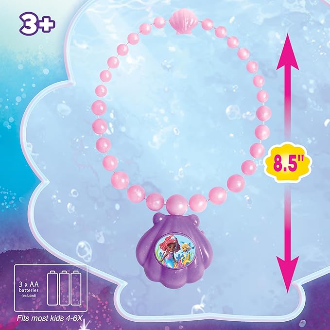Disney Junior Ariel Ocean Glow Necklace with Lights and Sounds, Dress Up and Pretend Play, Kids Toys for Ages 3 Up by Just Play