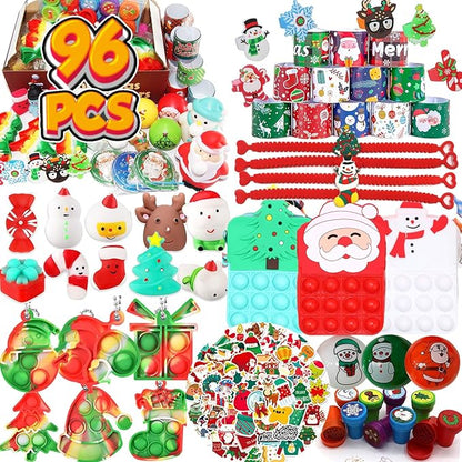96PC Premium Christmas Party Favors for Kids 3-10 ages,Assortment Toys Stocking Stuffers Bulk,Goodie Bag Stuffers,Classroom Gifts,Christmas Prizes,Prize Box Filler,Carnival Prizes