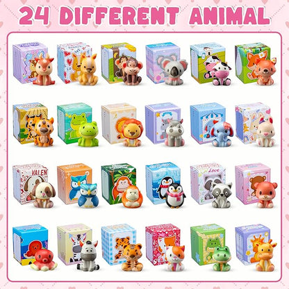 Valentines Day Gifts for Kids Party Favors 24PCS Safari Animal Squishy Toys,Goodie Bag Stuffers, Pinata Stuffers,Birthday Gifts for Boys & Girls,Treasure Chest Prizes,Classroom Prizes