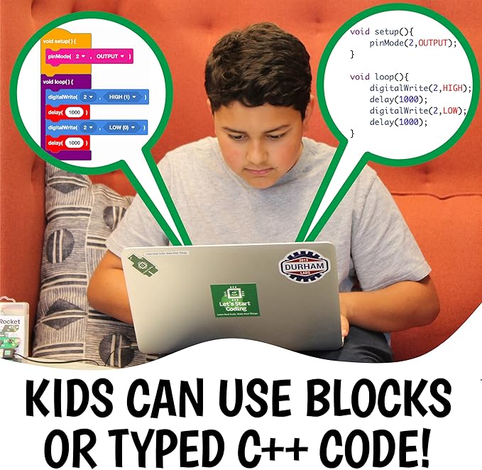 Code Car Kids Coding Toy for Kids 8-12. Boys & Girls Learn Block and Typed C++ Coding with Hands-On Electronics & 40+ Projects Including Custom Horn, Brakelight Beep, and Siren Sounds