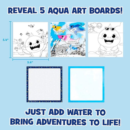 Horizon Group USA Baby Shark Aqua Art – Baby Shark Water Coloring Pads – Includes Magic Refillable Water Brush for Mess Free Water Art Painting for Toddlers – Great Baby Shark Art Set for 3 Year Old