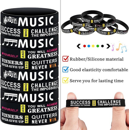 Deekin 90 Pcs Piano Notes Silicone Bracelets Music Inspirational Bracelets Piano Notes Theme Party Supplies Music Party Favors Music Gifts Piano Recital Gifts for Music Lover Musicians, 3 Styles