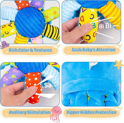 Baby Toys 6-12 Months, Musical Crawling Toys Bouncing Dancing Octopus Plush Toys 12-18 Months, 50 Songs & Recording Feature, Interactive Toddler Toys Age 1-2 Tummy Time Toys for 1 Yr Old Boys Infants