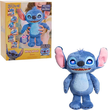 Disney Stitch Just Play Many Moods 14-inch Interactive Plush, 50+ Sounds & Effects, LCD Eyes, Inspired by Disney's New Live-Action Lilo & Stitch Movie, Toy for Fans, Girls, Boys, Kids 3+