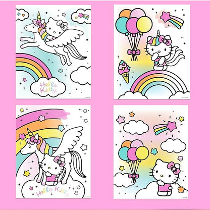 Hello Kitty Aqua Art Pad, 4 Art Pages, On The Go Reusable Water-Reveal Activity Pad, Mess Free Arts And Crafts, Paint with Water Brush Set, Kids Toys, Sanrio Stuff, Hello Kitty Craft Kits For Kids 3+