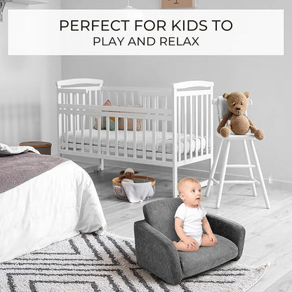 ZICOTO Comfy Kids Chair for Toddler - Stylish 2 in 1 Lounger Made of Memory Foam Easily Unfolds Into a Soft Baby Couch to Nap On - Modern Fold Out Sofa for The Little Ones