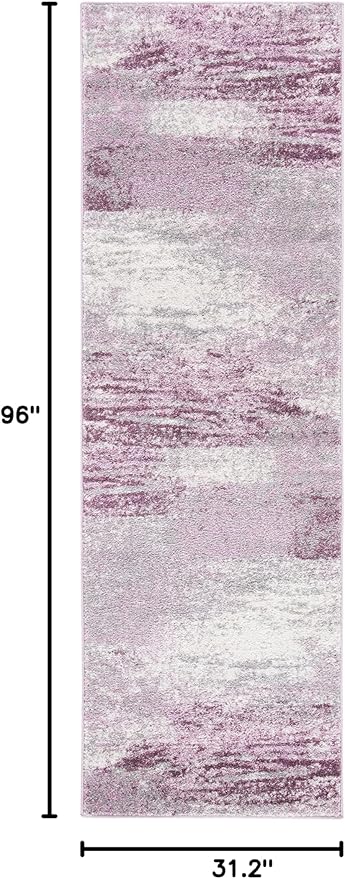 SAFAVIEH Adirondack Collection Runner Rug - 2'6" x 8', Grey & Purple, Modern Abstract Design, Non-Shedding & Easy Care, Ideal for High Traffic Areas in Living Room, Bedroom (ADR112V)
