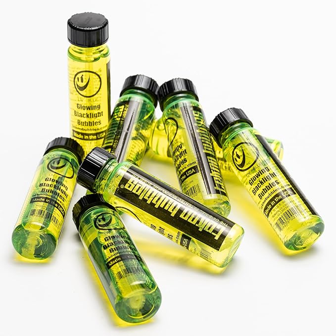 Atomic Bubbles: Tekno Bubbles - 48 Pack 1oz Bottles - UV Blacklight Glow Bubbles, Glow Parties, Indoor & Outdoor, Party Favors, Kid Safe & Non-Toxic