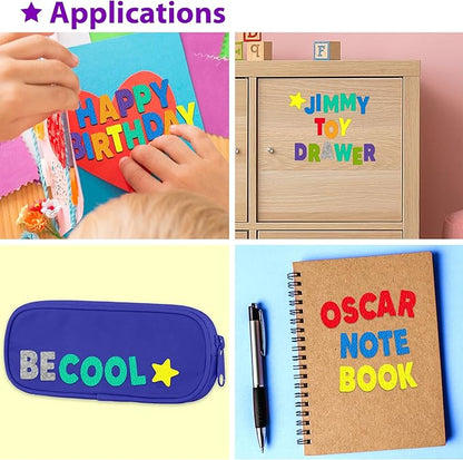 KRAFUN Felt Sticker Kit for Beginner Toddlers, Kids Arts & Crafts, Pack of 600 Assorted Scrapbook Stickers Alphabets, Numbers, Fun Shapes, Preschool, Children Early Learning, self Adhesive