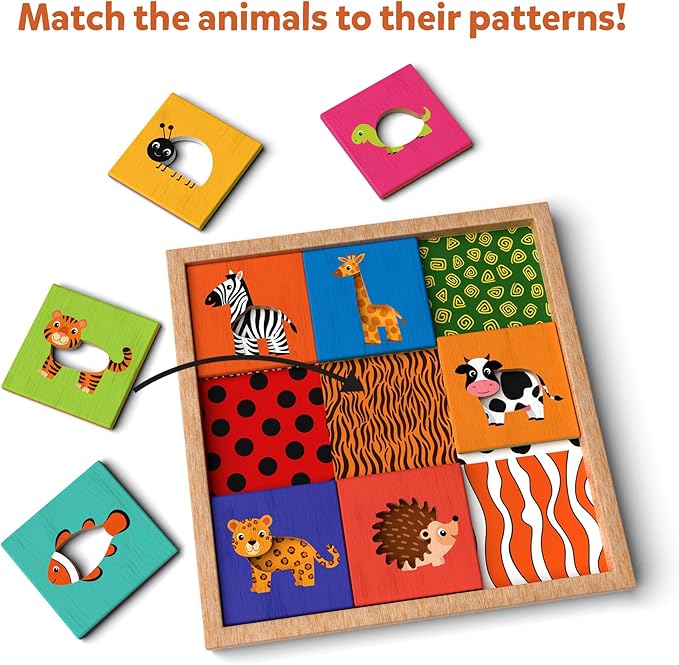 Skillmatics Animal Pattern Puzzle Set - Educational Wooden Toy for Toddlers, Matching & Learning Game, Gifts for Boys & Girls Ages 18 Months and up