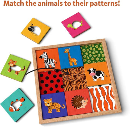 Skillmatics Animal Pattern Puzzle Set - Educational Wooden Toy for Toddlers, Matching & Learning Game, Gifts for Boys & Girls Ages 18 Months and up