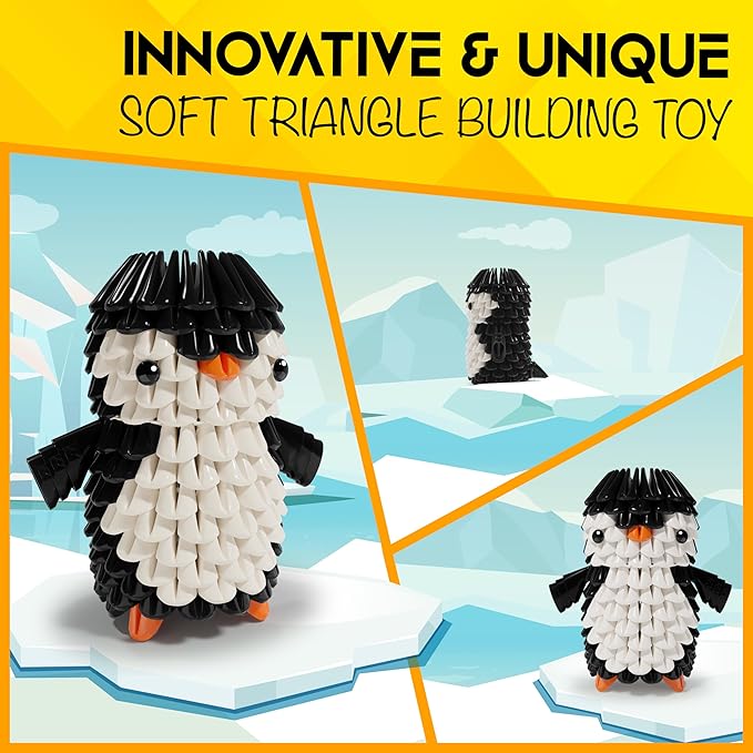 Creative Soft Building Blocks, Cute Animal kit Assembling Building Toys Gifts for Kids and 6+ Interactive Building Toy for Kids, Boys, and Girls (1101-PENGUIN)