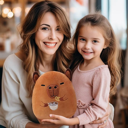 Capybara Plush Toy Birthday Gift - Huggable Capybara Stuffed Animal Pillow for Kids, Unique Gift Idea with Free Mesh Bag and Greeting Card, 9 Inch