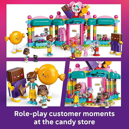 LEGO Friends Heartlake City Candy Store Building Toy - Pretend Play Set for Kids, Girls and Boys, Ages 6+ - with 2 Minidolls, a Micro-Doll, and a Cat Figure - Gift Idea for Birthday - 42649
