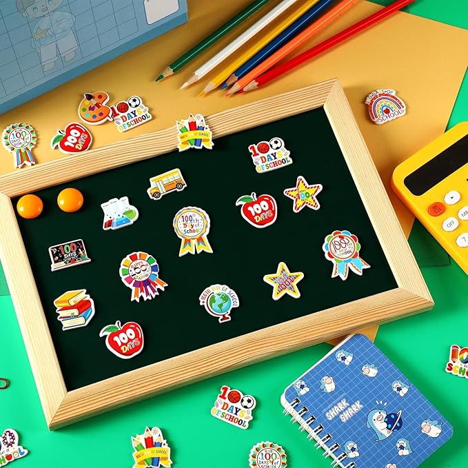 JULBEAR 300Pcs 100 Days of School Foam Stickers Self-Adhesive Campus Smarter Motivational Reward Stickers for 100th Day of School Party Classroom Decoration Favor Supplies