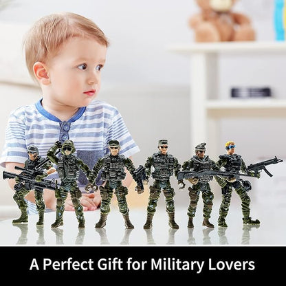 Army Men Action Figures Set, Include 12 Toy Soldiers with Digital Camo and Millitary Weapons-US Army Special Forces Group Toys for Kids Boys, Best Age 4-7 Year Old