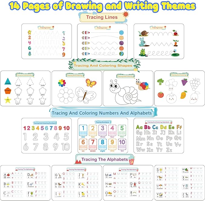 Huijing Montessori Preschool Learning Activities Busy Book - Workbook Activity Binder / Toys for Toddlers, Autism Learning Materials and Tracing Coloring Book