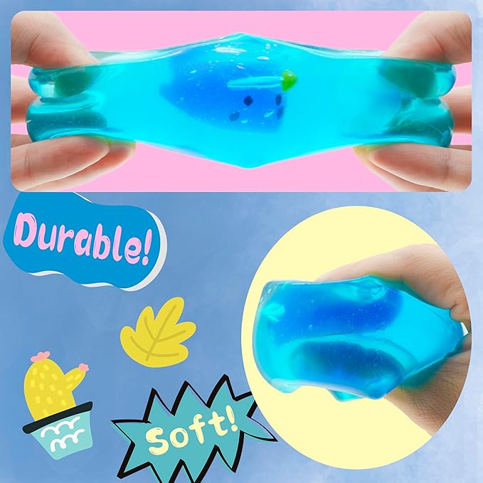 Cube Fidget Toy with Maltose Filling - Glow-in-The-Dark Unicorn Whale Inside, Squishy Sensory Toy, Stress Relief Toy for Halloween, Christmas & Birthday Gift
