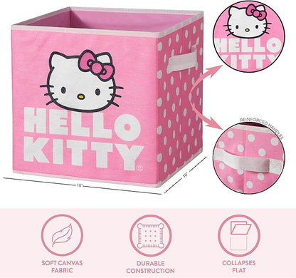 Hello Kitty Set of 2 Durable Storage Cubes with Handles, 10"x10"x10" Cubes