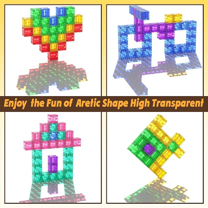 45PCS Magnetic Blocks - Transparent Magnetic Cubes, Toddler Boy Toys, Magnetic Building Blocks, Sensory Autism Toys for Kids Ages 3+, Preschool Magnet Toys for 3-5 Year Old Boys and Girls
