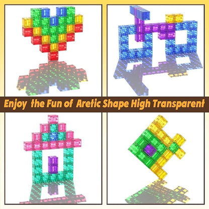 45PCS Magnetic Blocks - Transparent Magnetic Cubes, Toddler Boy Toys, Magnetic Building Blocks, Sensory Autism Toys for Kids Ages 3+, Preschool Magnet Toys for 3-5 Year Old Boys and Girls
